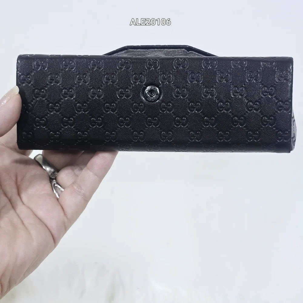 Gucci Brown Vintage pyramid Sunglass case Gucci monograms leather engraved.